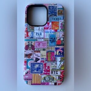 iPhone 16 Pro Phone Case Multicolor Travel Stamps Theme Shockproof Protective